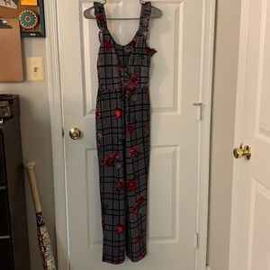 Floral Plaid Jumpsuit